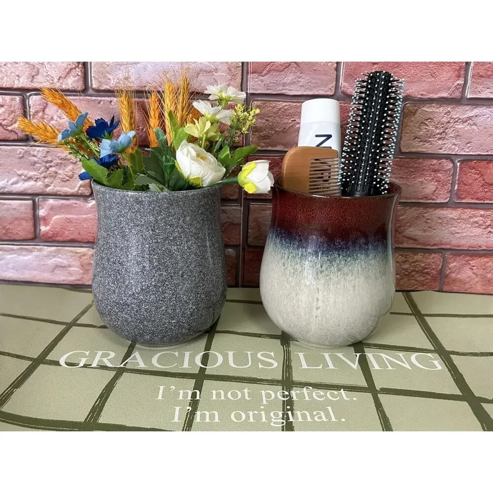 Short Kitchen Utensil Holder for Kitchen Counter, Ceramic Small Utensil Crock &